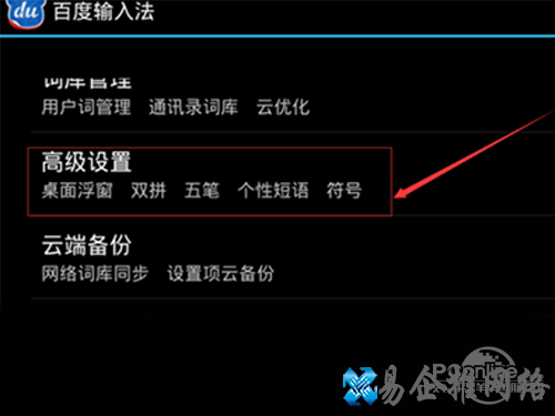 找到高级设置选项