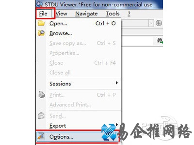 单击“File，Options”