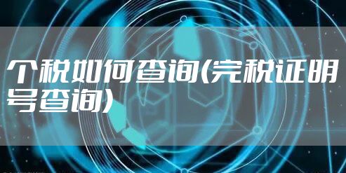 个税如何查询(完税证明号查询)