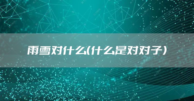 雨雪对什么（什么是对对子）