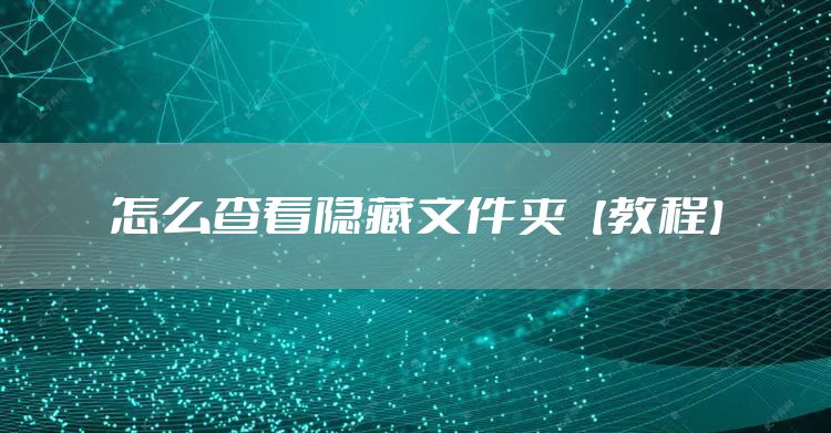 怎么查看隐藏文件夹【教程】
