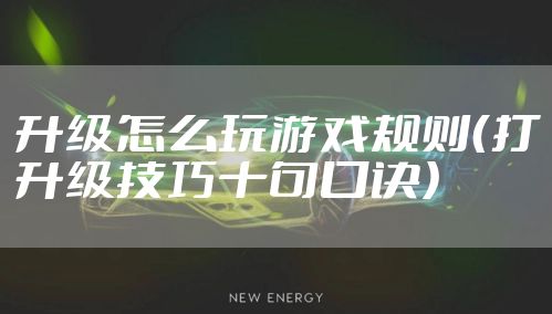 升级怎么玩游戏规则（打升级技巧十句口诀）