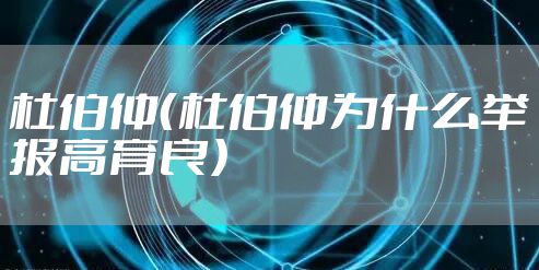杜伯仲（杜伯仲为什么举报高育良）