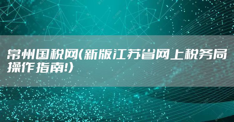 常州国税网（新版江苏省网上税务局操作指南！）