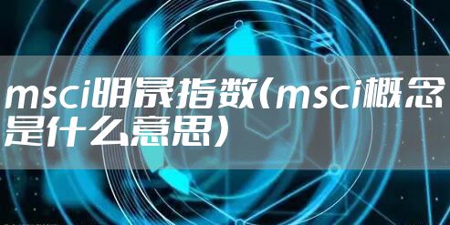 msci明晟指数（msci概念是什么意思）