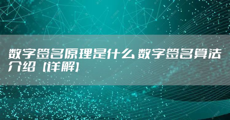 数字签名原理是什么 数字签名算法介绍【详解】