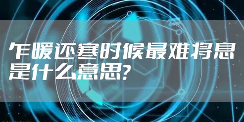 乍暖还寒时候最难将息是什么意思？