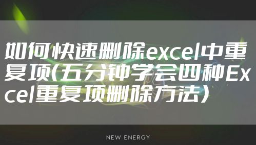 如何快速删除excel中重复项（五分钟学会四种Excel重复项删除方法）