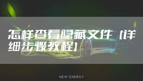 怎样查看隐藏文件【详细步骤教程】