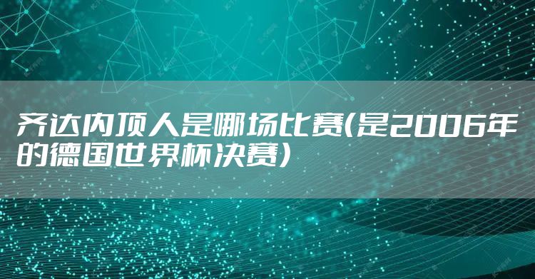 齐达内顶人是哪场比赛（是2006年的德国世界杯决赛）