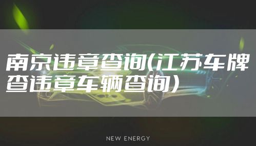 南京违章查询（江苏车牌查违章车辆查询）