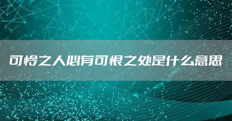 可怜之人必有可恨之处是什么意思