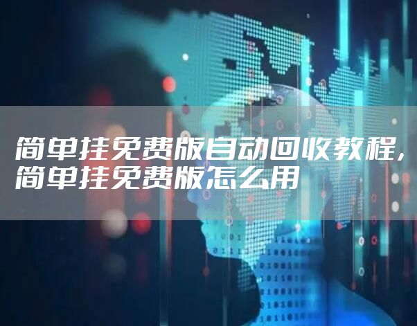 简单挂免费版自动回收教程，简单挂免费版怎么用