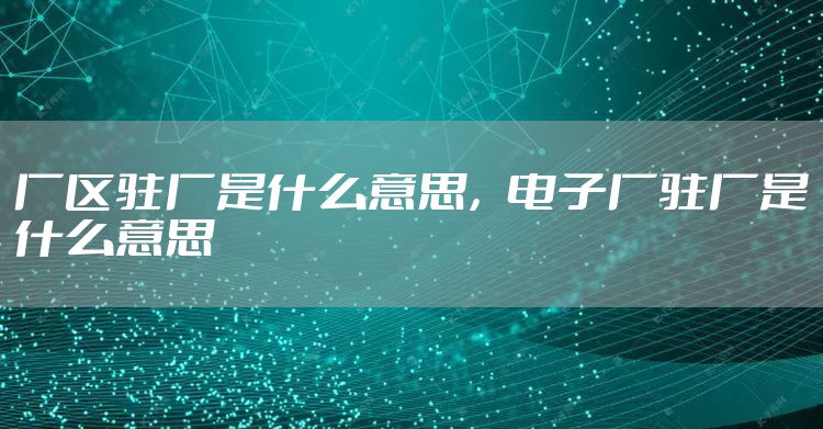 厂区驻厂是什么意思，电子厂驻厂是什么意思