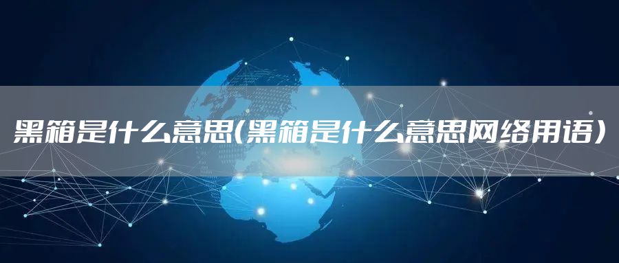 黑箱是什么意思（黑箱是什么意思网络用语）