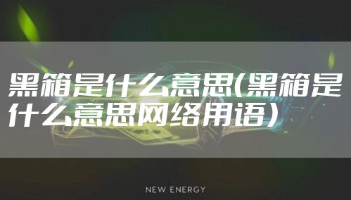 黑箱是什么意思（黑箱是什么意思网络用语）