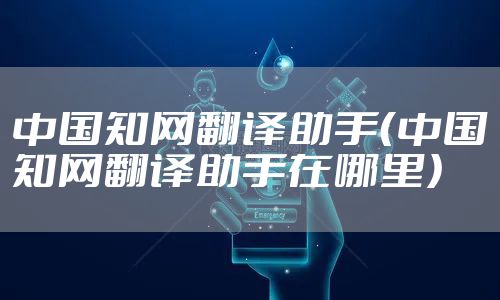 中国知网翻译助手（中国知网翻译助手在哪里）