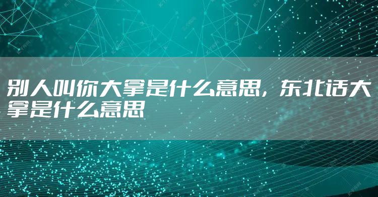 别人叫你大拿是什么意思，东北话大拿是什么意思