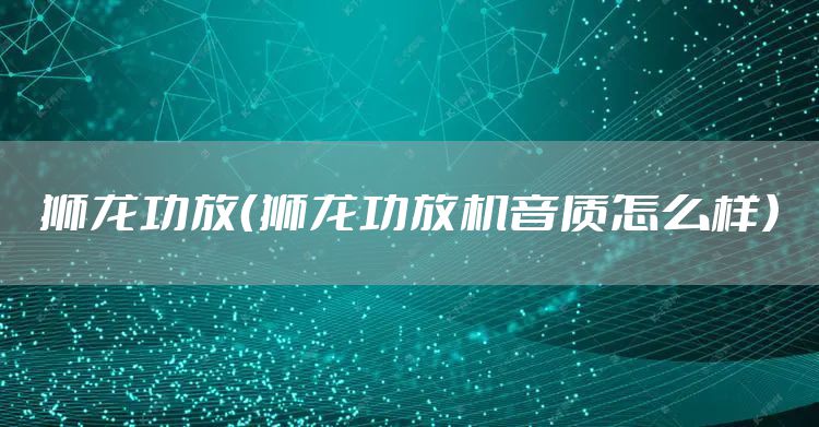 狮龙功放（狮龙功放机音质怎么样）