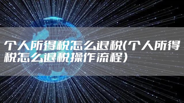 个人所得税怎么退税（个人所得税怎么退税操作流程）