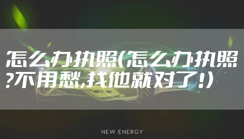 怎么办执照（怎么办执照?不用愁,找他就对了!）