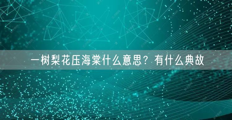  一树梨花压海棠什么意思？有什么典故