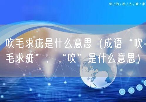  吹毛求疵是什么意思（成语“吹毛求疵”，“吹”是什么意思）