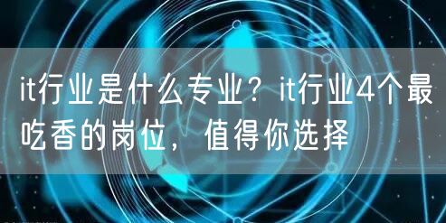 it行业是什么专业？it行业4个最吃香的岗位，值得你选择